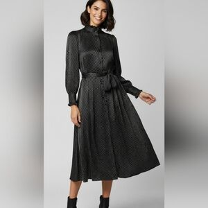 MARC JACOBS Runway Black White Silk Polka Dot Button Down Midi Dress Size 0